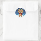 Schattige Kerst Rendieren Ronde Sticker (Tas)