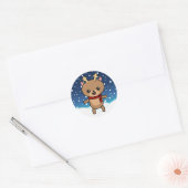 Schattige Kerst Rendieren Ronde Sticker (Envelop)