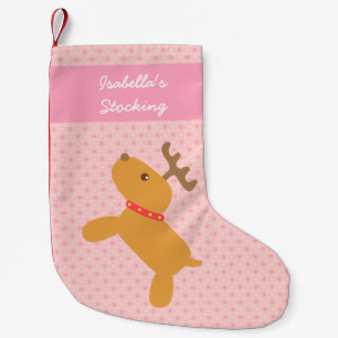 Schattige Kerst Rendieren Roze Voor Meisjes Kleine Kerstsok
