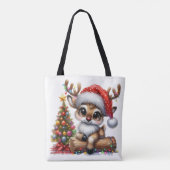 Schattige Kerst Rendieren Tote Bag (Achterkant)