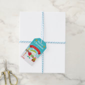 Schattige Kerst Rode Vogel in Kerstmannenhoed Kers Cadeaulabel (Met Touw)