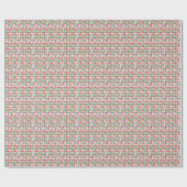 Schattige Kerst Rood Groen Roze Geometrisch Patroo Cadeaupapier (Vlak)