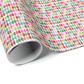 Schattige Kerst Rood Groen Roze Geometrisch Patroo Cadeaupapier (Rol Hoek)