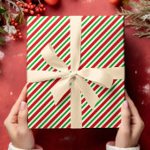 Schattige Kerst Rood Groen Wit Strepen Gouden Teks Cadeaupapier