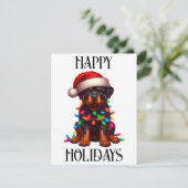 Schattige Kerst-Rottweiler  Feestdagenkaart (Staand voorkant)