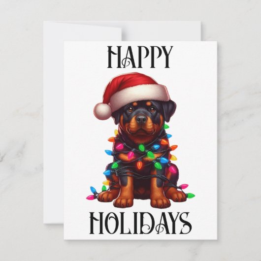 Schattige Kerst-Rottweiler  Feestdagenkaart (Voorkant)