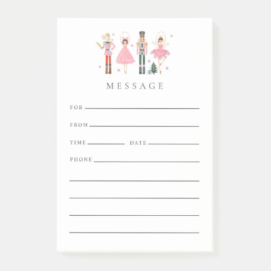 Schattige Kerst Roze Notenkraker Desk Bericht Post-it® Notes (Voorkant)