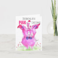 Schattige Kerst Roze Varkens Wenskaart