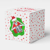Schattige Kerst Skeletten Petten Rode Sterren op w Bedankdoosjes (Voorkant Zijde)