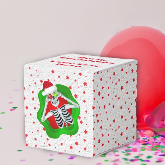 Schattige Kerst Skeletten Petten Rode Sterren op w Bedankdoosjes