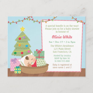 Schattige Kerst Slaap Baby Shower Uitnodigingen