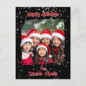 Schattige kerst-sneeuwfamiliefoto briefkaart (Voorkant)