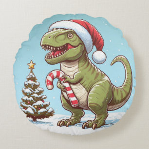 Schattige Kerst snoep cane dinosaurus Rond Kussen