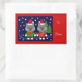 Schattige Kerst sticker met katten (Tas)