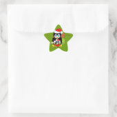 Schattige Kerst sticker met pinguïns (Tas)