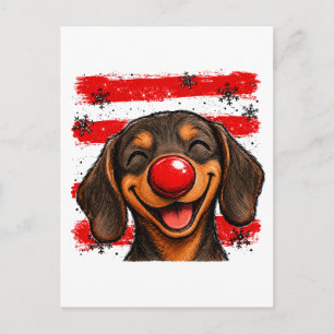 Schattige Kerst Strepen Dachshund Briefkaart