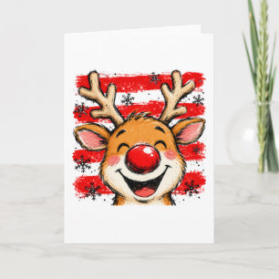 Schattige Kerst Strepen Rendier Kaart
