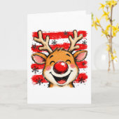 Schattige Kerst Strepen Rendier Kaart (Gele Bloem)
