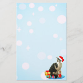 Schattige Kerst Tabby Kat, lichte bollen in de luc Briefpapier