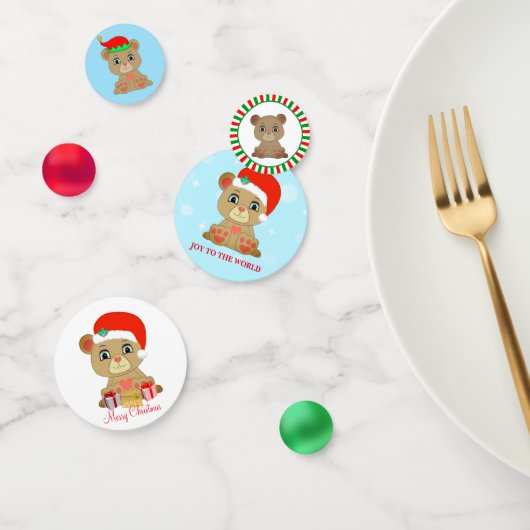 Schattige Kerst Teddybeer Confetti (Groep)