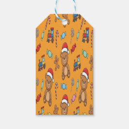 Schattige Kerst Teddybeer en speelgoedtrein Cadeaulabel