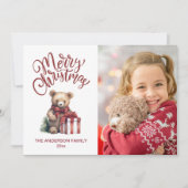 Schattige Kerst Teddybeer Foto Vakantie Feestdagenkaart (Voorkant)