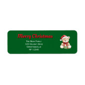 Schattige kerst teddybeer retour adreslabel etiket (Voorkant)