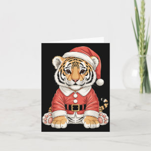 Schattige Kerst Tijger Kerstman Safari Dier Kaart