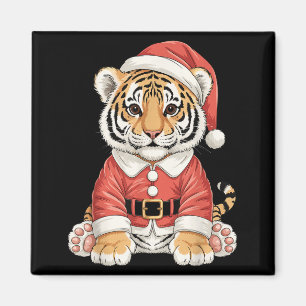 Schattige Kerst Tijger Kerstman Safari Dier Magneet