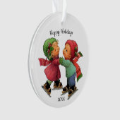 Schattige Kerst Tots Schaatsen Acryl Ornament (voorkant)