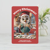 Schattige kerst Uil Baking Cookie Schattige Cosy R Feestdagenkaart (Staand voorkant)
