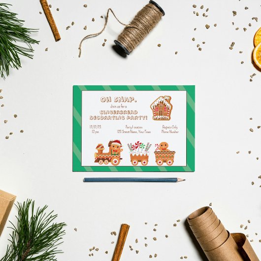 Schattige kerst uitnodiging van peperkoek
