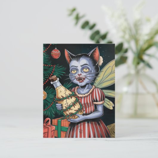 Schattige kerst vampier fee briefkaart (Staand voorkant)
