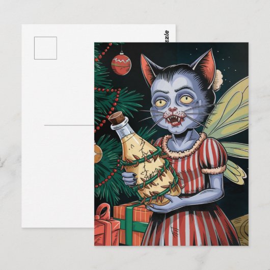 Schattige kerst vampier fee briefkaart (Voorkant / Achterkant)