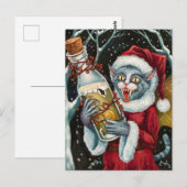 Schattige Kerst Vampier Grijze Kattenfee Briefkaart (Voorkant / Achterkant)