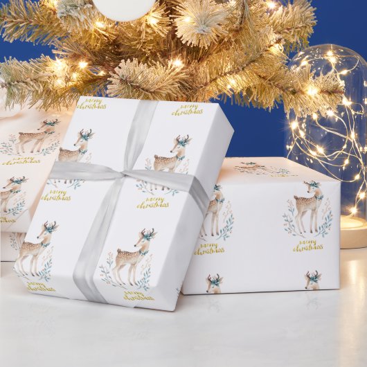 Schattige kerst van Cute Reindeer Merry Cadeaupapier (Feestdagen)