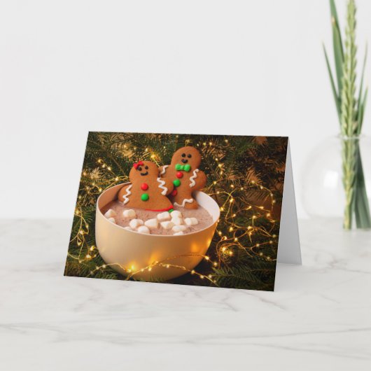 Schattige kerst van gemberkoek feestdagen kaart (Voorkant)