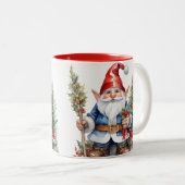Schattige Kerst Vrolijke Gnome Koffie Mok, Tweekleurige Koffiemok (Voorkant rechts)