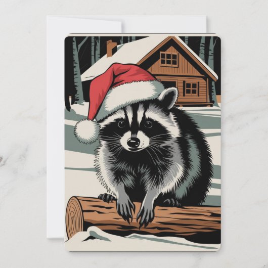 Schattige Kerst Wasbeer Feestdagenkaart (Voorkant)