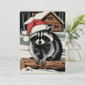 Schattige Kerst Wasbeer Feestdagenkaart (Staand voorkant)
