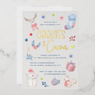 Schattige Kerst Watercolor Script Koekjes Cocoa Ui Folie Uitnodiging