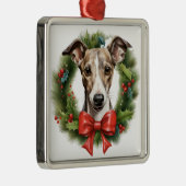 SCHATTIGE KERST WHIPPET DOG KRANS METALEN ORNAMENT (Rechts)