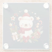 Schattige Kerst/Winter beer in krans Glazen Onderzetter (Achterkant)