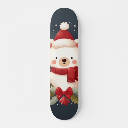Schattige Kerst/Winter beer in krans Persoonlijk Skateboard (Voorkant)