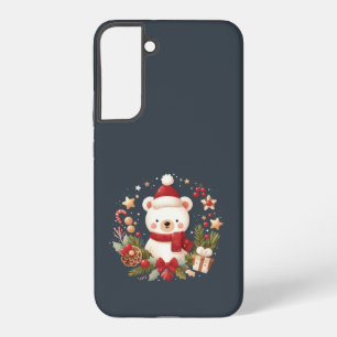Schattige Kerst/Winter beer in krans Samsung Galaxy Hoesje