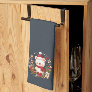 Schattige Kerst/Winter beer in krans Theedoek
