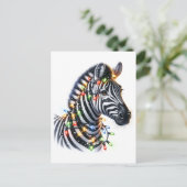 Schattige kerst Zebra Briefkaart (Staand voorkant)