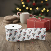 Schattige Kerstalpaca Satijnen Lint