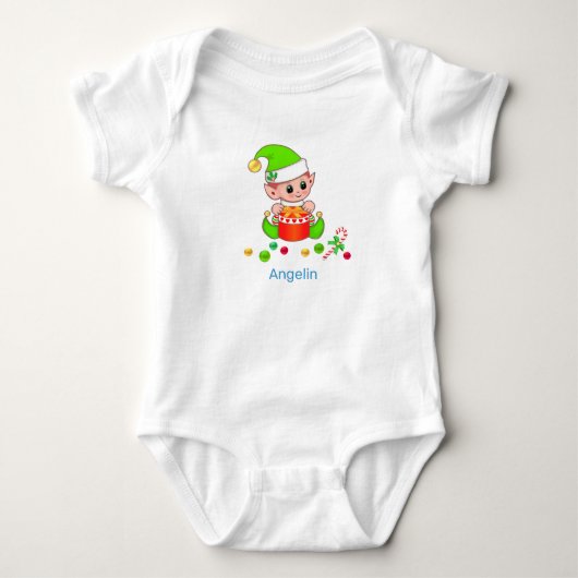 Schattige Kerstbaby Elf & Confetti Romper (Voorkant)