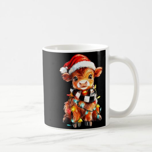 Schattige Kerstbaby Highland Koe F Thanksgiving  Koffiemok (Rechts)